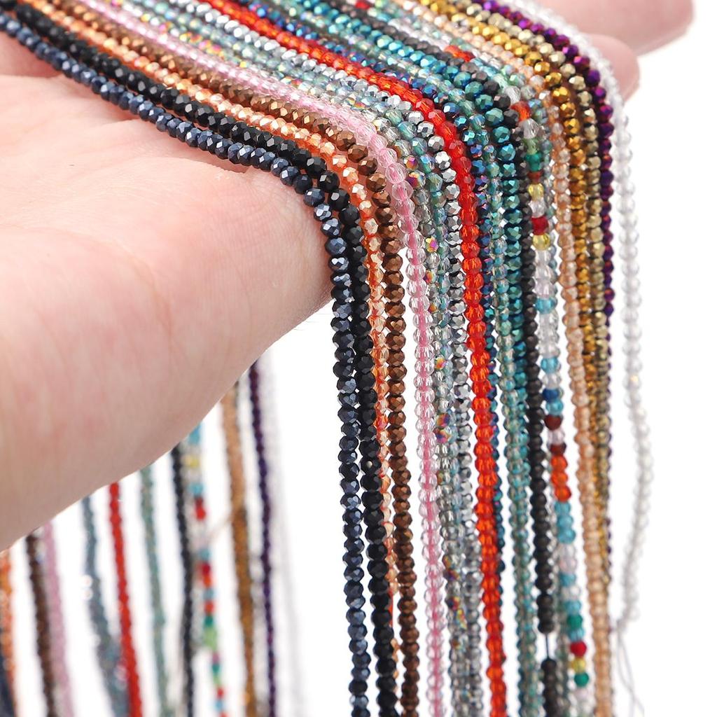 36cm Mini Glass Loose Beads Plated Color Faceted Beads For Jewelry Making DIY Necklace Bracelet Earring