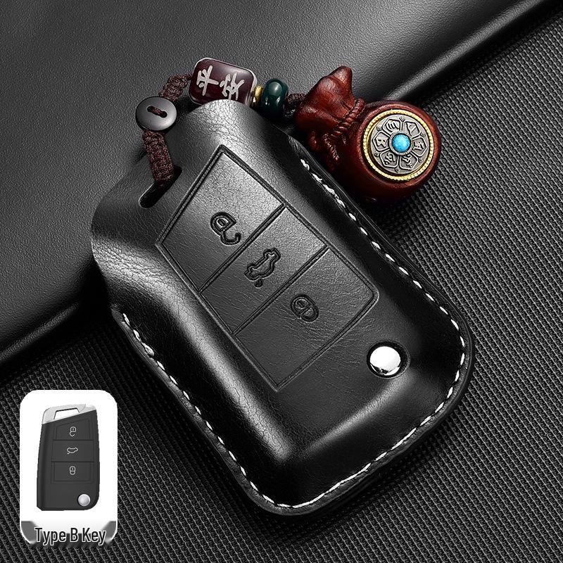 Кожаный чехол для ключей для моделей Volkswagen: T-Cross, Lavida, Lamando, Bora, Tiguan, Sagitar, Polo, Magotan, Passat, Tharu