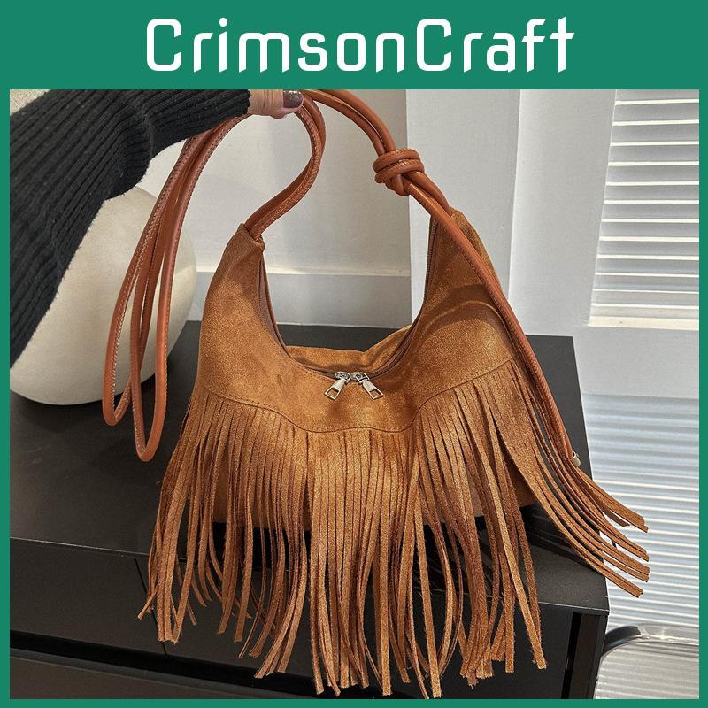 Модная бахрома Большая вместимость 2024 Новая Ретро Популярная Женская Простая Одноплечевая Наплечная Сумка