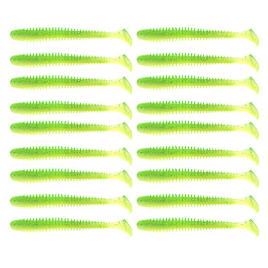 20Pcs Fishing Lures Soft Baits with T-Tail Vibrant Color Mini Size Portable Flexible Fake Lures Artificial Baits