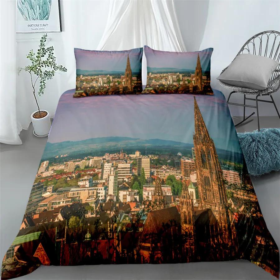 City View Duvet Cover Set Dubai City Night View Single Double Queen King Size Bedding Set For Adults 2/3Pcs Soft Quilt Cover
