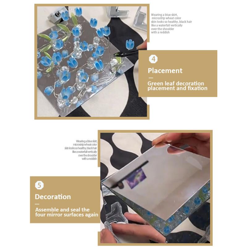 Лампа-тюльпан, ночник с цветком тюльпана своими руками, квадратное зеркало ручной работы, настольная лампа-тюльпан, украшение рабочего стола