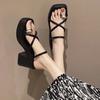 Set of Toe Slippers 2025 New Thick-bottomed Sandals Women's Summer Outer Wear Summer New Cross-toed High-heeled Roman Slippers