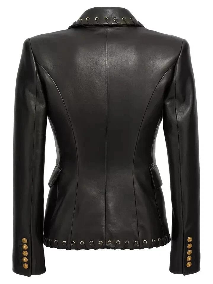 Мягкая Кожа Формальный Черный Новый Женский Натуральный Повседневный Блейзер Ручной Работы из Овчины