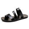 Fashion Outdoor Beach Shoes Men Flip Flops Fashion Breathable Summer Light Genuine Leather Casual Shoes Slides Black Sandal Men