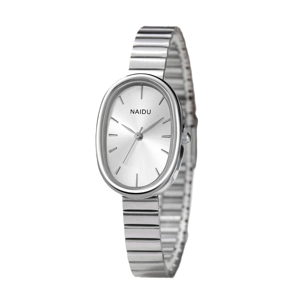 Women Quartz Oval Watch Stainless Steel Bamboo Strap Girl Student Leisure Wristwatch