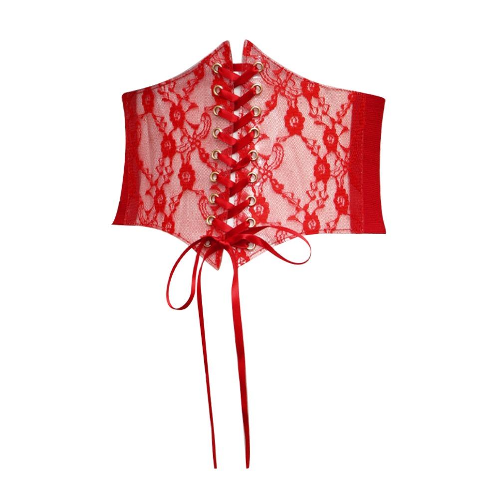 Flower Embroidery Silk Elastic Cummerbunds PU Leather Waist Bands  For Women Lady Girl Bridal