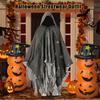 Halloween Cloak Hooded Cosplay Costume Long Wizard Cape with Irregular Mesh Haunted House NPC Props Halloween Party Supply