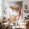Golden Koi Tapestry  Elegant Fish Sparkling Design Soft Colors Polyester 5161 in for Bedroom or Dorm