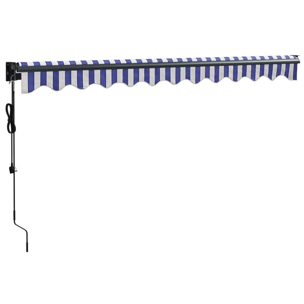 Electric Awning with Crank Blue and White 3x2.5 m