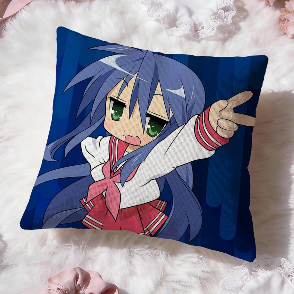 Подушка с принтом аниме L-Lucky Star Премиум-комфорт Двусторонняя наволочка - Дизайн «Два в одном» для любой комнаты и салона автомобиля