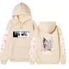 Attack on Titan Levi Ackerman Hoodie, Survey Corps Cherry Blossom Anime Print Pullover Sweatshirt Unisex Streetwear