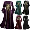 Women Vintage Retro Medieval Gown Gothic Maxi Dress Halloween Cosplay Dress Witch Costume