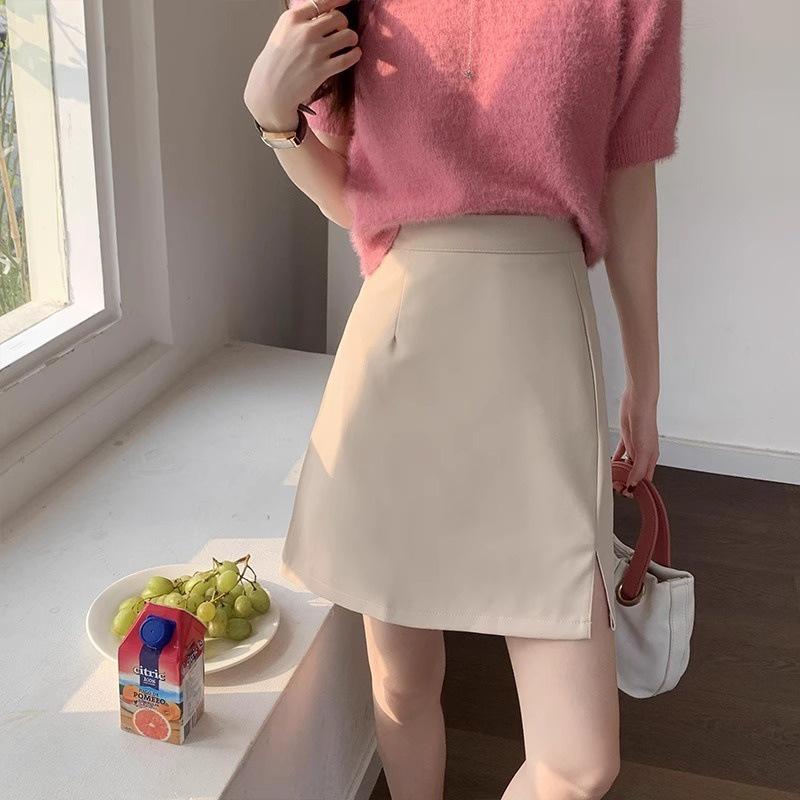2024 Spring Women's High Waist Slim A-Line Skirt with Fashionable Hip Design and Casual Slit