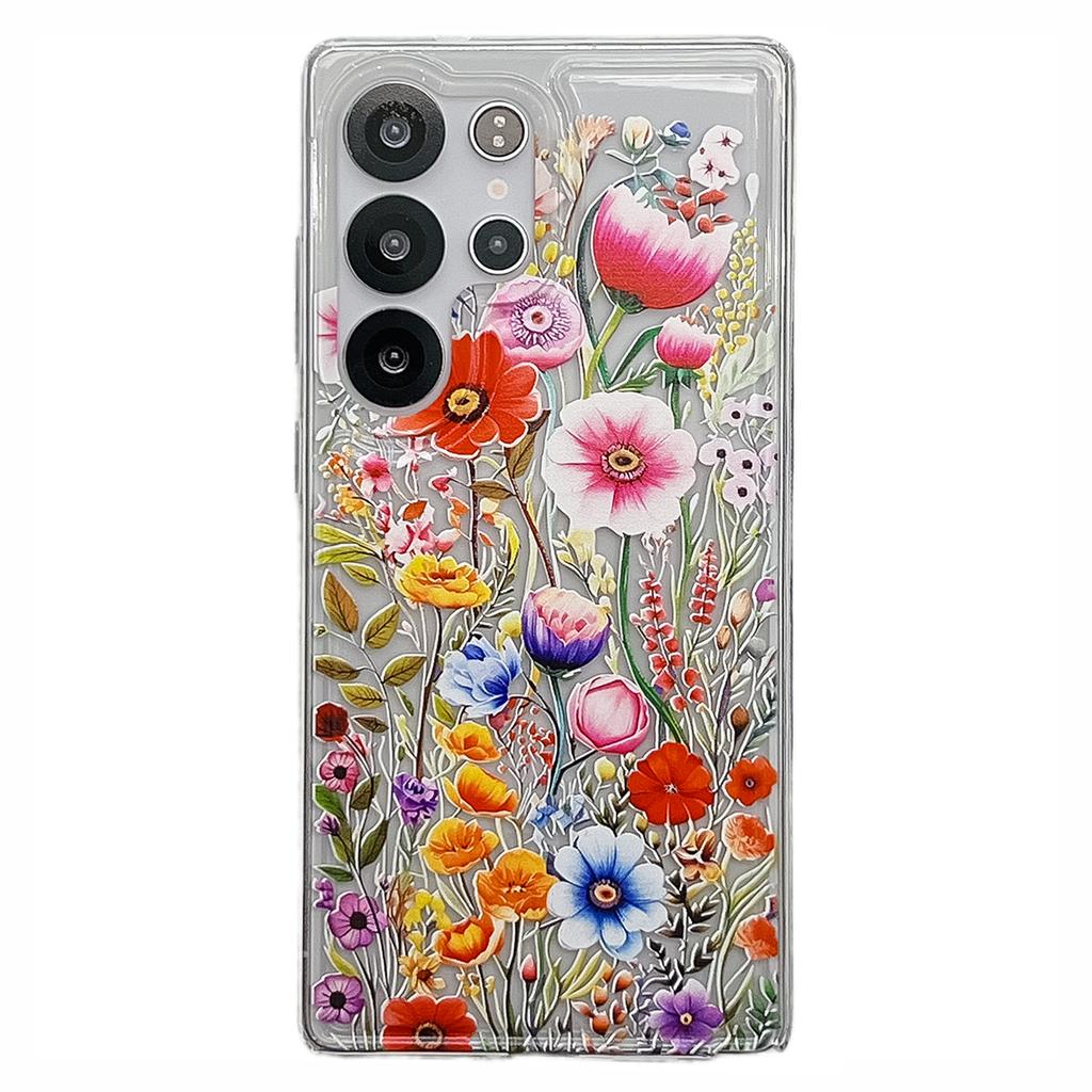 For Samsung Galaxy S25 Ultra Case Full Coverage Floral Pattern Printing Air Cushion Anti Drop TPU Phone Cover