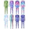 Womens Mermaid Cosplay Fish Scale Print Jumpsuit Long Sleeve Back Zipper Full Body Rompers Bodysuit Swimsuit