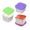 Stainless Steel Sauce Cup with Silicone Lid Leak-Proof Square Snack Container for Kids BPA-Free Stackable Lunch Box for School Picnic