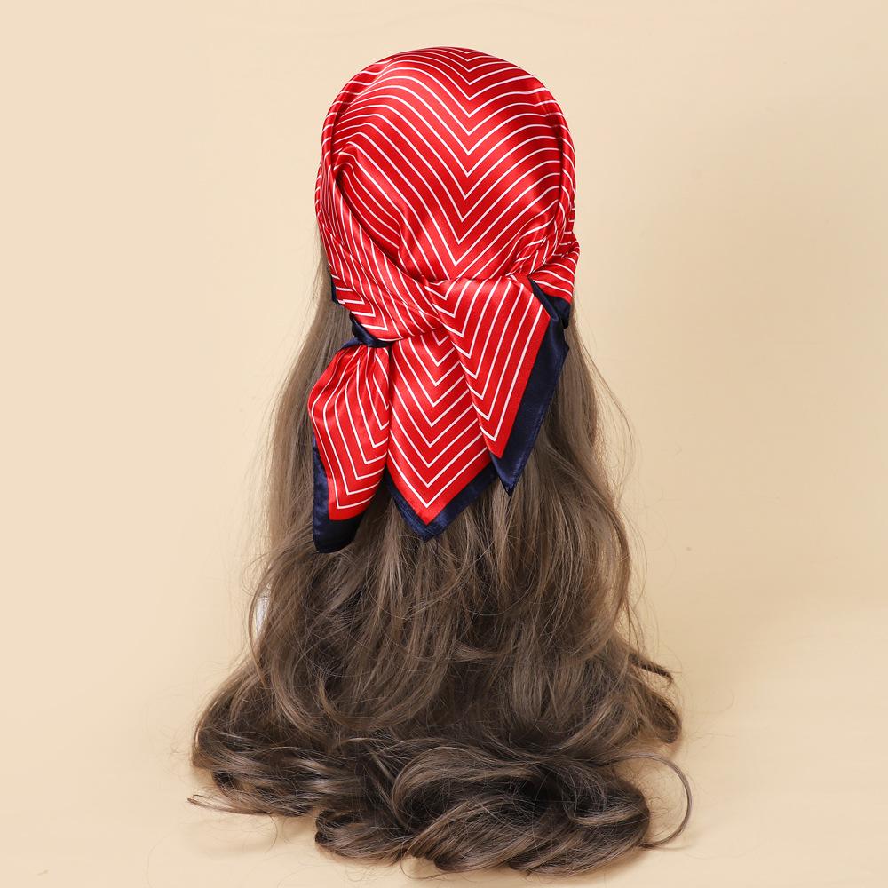 Атласный маленький квадратный шарф 60 см шелковый шарф полосатый шарф с принтом декоративная повязка на голову модный женский шелковый шарф