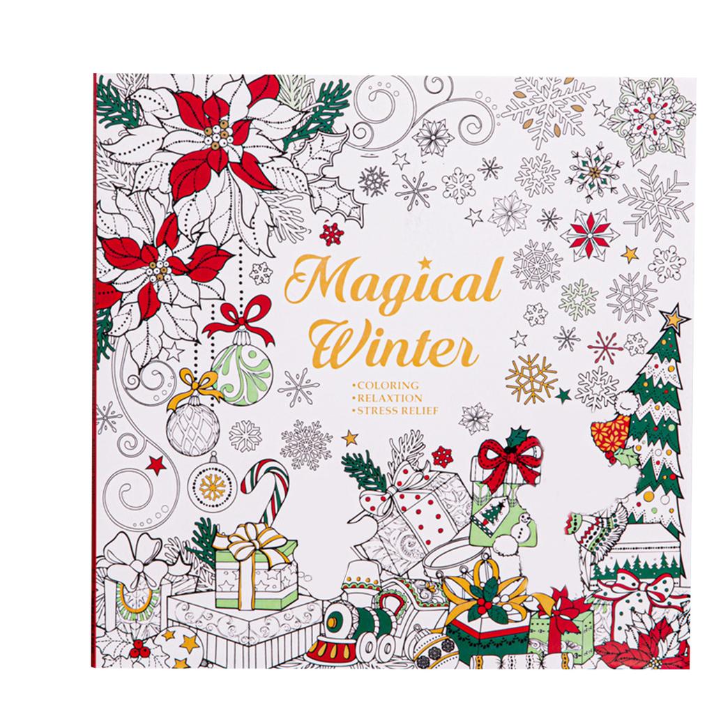 Рождественская раскраска содержит и праздничные дизайны, расслабляющее ежедневное обратное отсчетное веселье как для взрослых, так и для детей