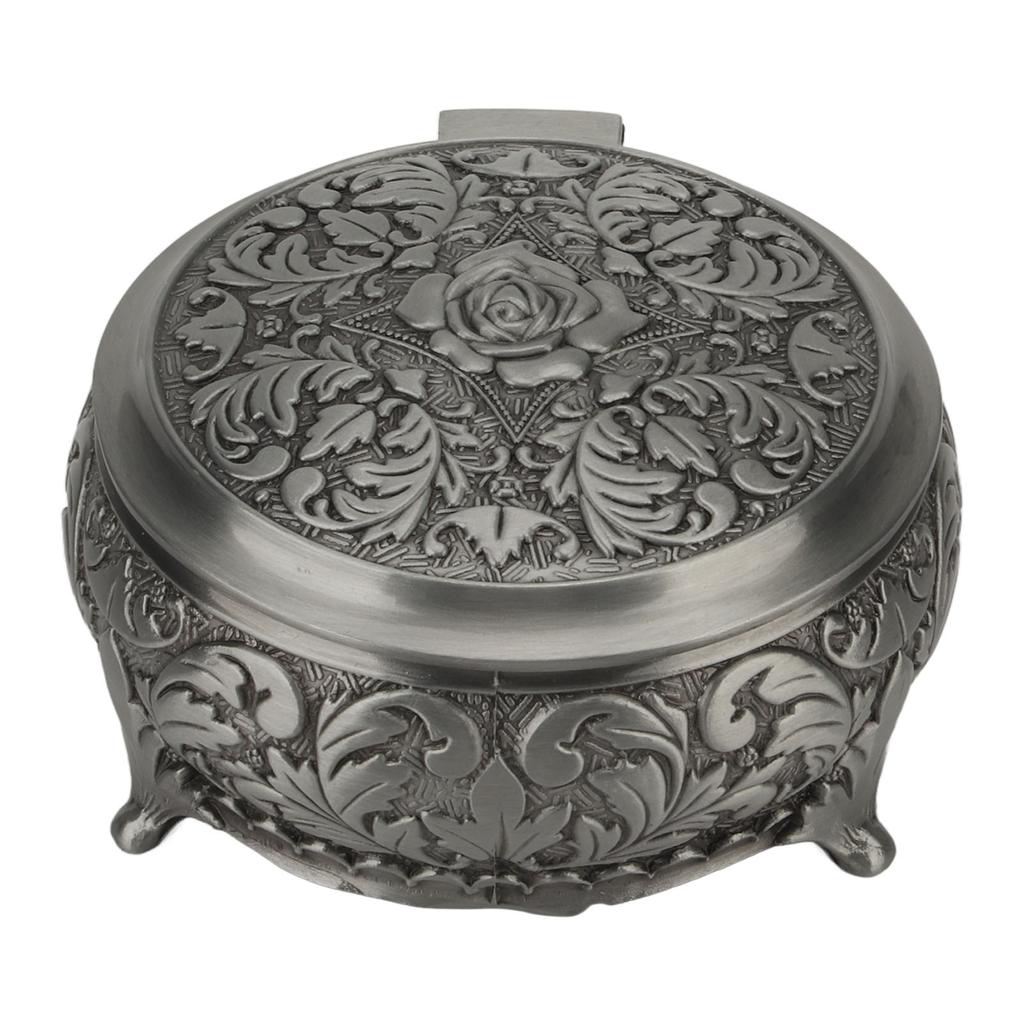 Винтажная шкатулка для украшений Сплав цинка Бархатная подкладка Прочная Не ржавеющая Тиснение розами Шкатулка для сокровищ для