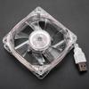 USB-вентилятор для охлаждения 8 см со светодиодной подсветкой, питание 5 В, прозрачный вентилятор, цветная подсветка, вентилятор для охлаждения компьютера, корпус для охлаждения