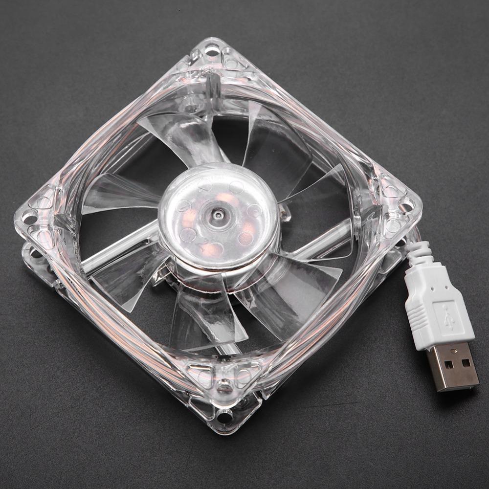 USB-вентилятор для охлаждения 8 см со светодиодной подсветкой, питание 5 В, прозрачный вентилятор, цветная подсветка, вентилятор для охлаждения компьютера, корпус для охлаждения