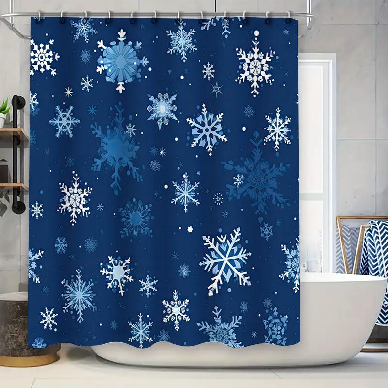 GAEChristmas Шторка для душа, дизайн со снежинками, водонепроницаемая ткань, синий декоративный вкладыш для ванной комнаты, идеальная идея для подарка