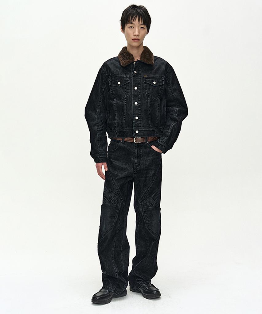 ADSB ANDERSSON BELL Unisex Padded Denim Bomber Jacket (Black)