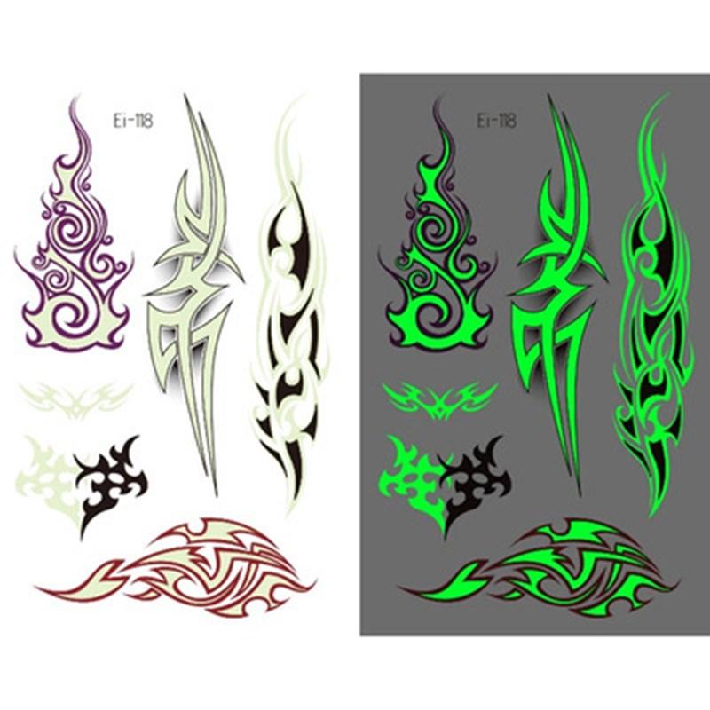 Tattoo Sticker TotemSymbol Flame Stars Moon Flash Luminous Tattoos Wolf Body Art Arm Waterproof Temporary Fake Tatoo Women Men
