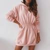 Женское платье, однотонное, с капюшоном, эластичным поясом, универсальное весеннее платье для повседневной носки