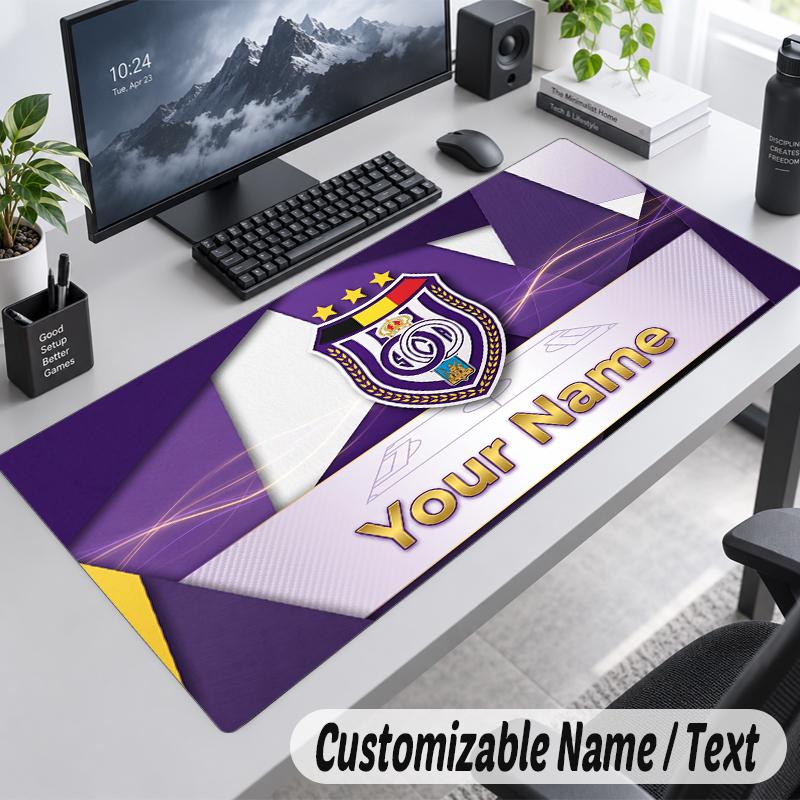 Custom Name Text Mouse Pad Anderlecht FC logo Personalized Desk Pad For Work And Gaming