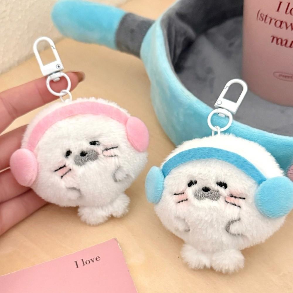 Chubby Plush Seal Pendant Kawaii Stuffed Doll Pendant Cute Fuzzy Seal Keychain Kids