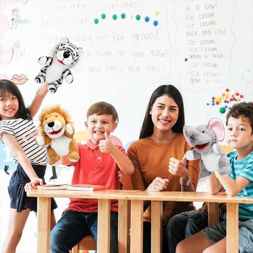 Jungle Animal Animal Hand Puppets Elephant Lion Plush Hand Doll Birthday Gift Preschool