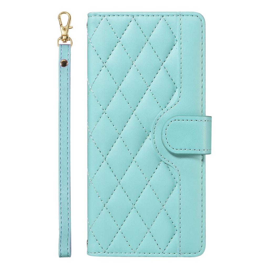 For Motorola Moto G85 5G/S50 Neo 5G Case Wallet Rhombus Leather Phone Cover with Shoulder Strap,Wrist Strap