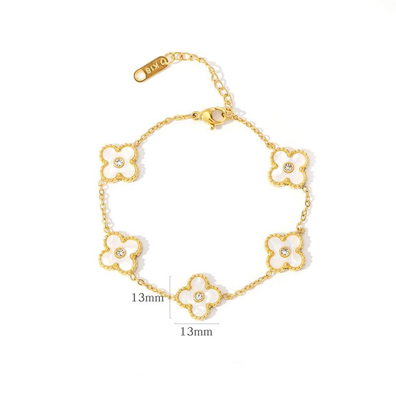 Высококачественный браслет с четырьмя листочками клевера из пяти цветов, женский двухсторонний перламутровый модный цветочный браслет для рук
