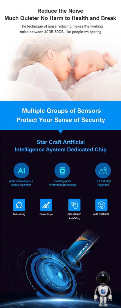 Робот-пылесос LIECTROUX V3S Pro, всасывание 4000 Па, сухая и влажная уборка, 2D-навигация по карте, с памятью, голосовое приложение Wi-Fi
