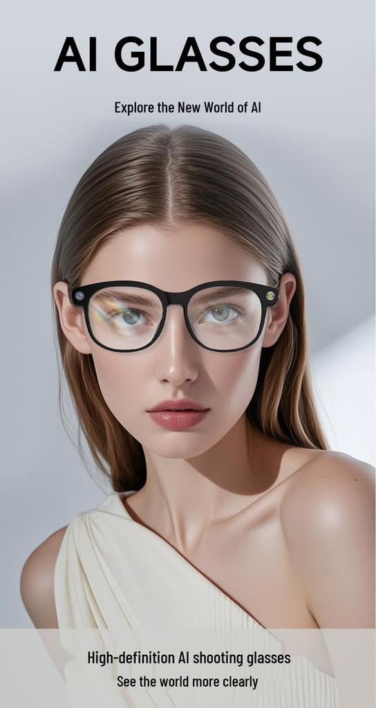 AI Smart Glasses with 800W Camera for Photos, Videos, Image Recognition, and Translation.