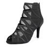 Dance Shoes Black Women's High Top Ballroom Boots Salsa Tango Shoes Girl Fashion Party Mesh Cuto