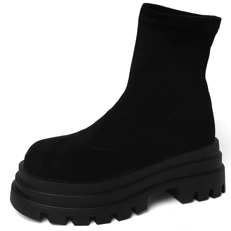 Винтажные зимние женские ботильоны модные короткие ботильоны на платформе с квадратным каблуком осенняя обувь женская Botas De Mujer