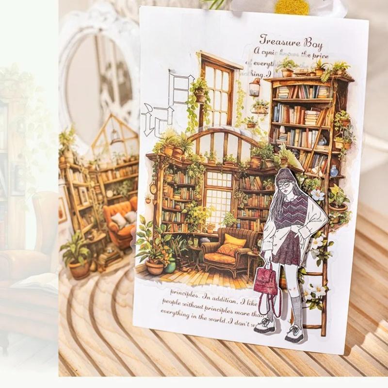 30 Sheet Beautiful Garden Themed Stickers Elegant Garden Scenes for Hand Account Decoration Scrapbook Collage