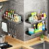 Кухонный органайзер для специй, настенные полки для специй без отверстий, кухонные полки для хранения, алюминиевые полки для приправ