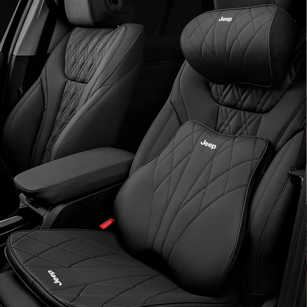 Car Memory Foam Headrest Neck Pillow Lumbar Waist Support Cushion Accessories For Jeep Cherokee Wrangler Trail Hawk Compass JPB