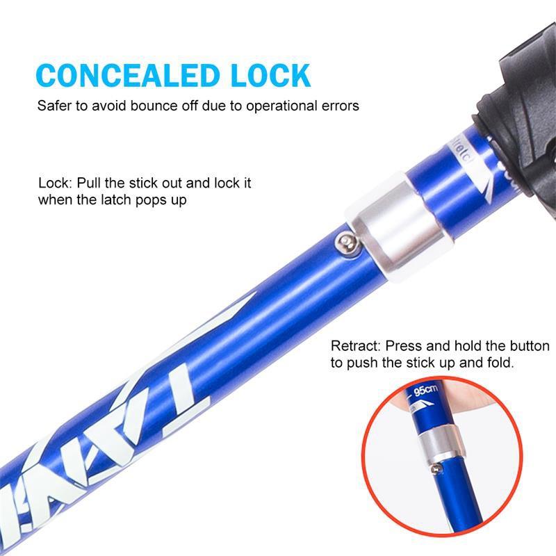 Портативная телескопическая палка для скандинавской ходьбы из алюминиевого сплава на открытом воздухе, 250 г, сверхлегкая прогулочная палка для пешего туризма, трость