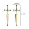 Novel Punk Multicolor Crystal Dagger- Earrings Metal Sword- Handle Studs Earrings for Women Girls Halloween Jewelry Gift