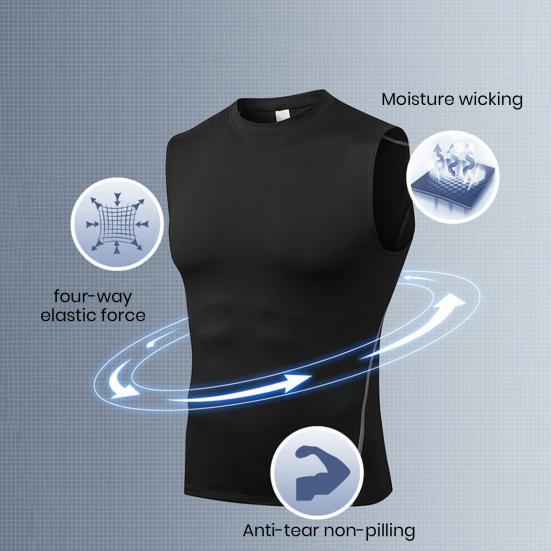 Summer Gym Sleeveless Vest O-Neck Workout Tank Top Sexy Men Bodybuilding Tight Singlet Fitness Muscle Vest Tops