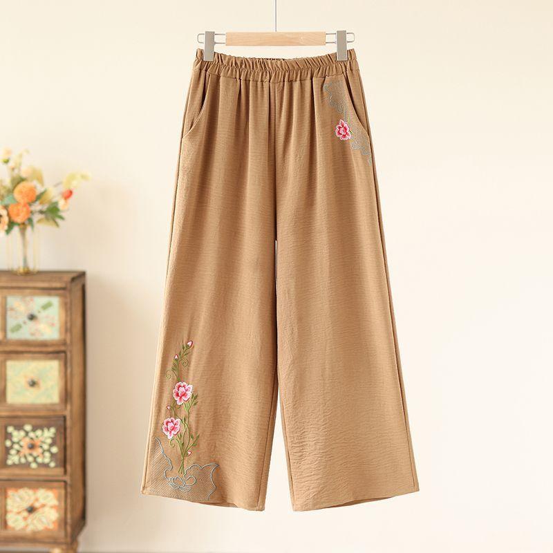 Свободные брюки для женщин среднего и пожилого возраста. Свободные и дышащие укороченные брюки для мам. Брюки-шаровары.