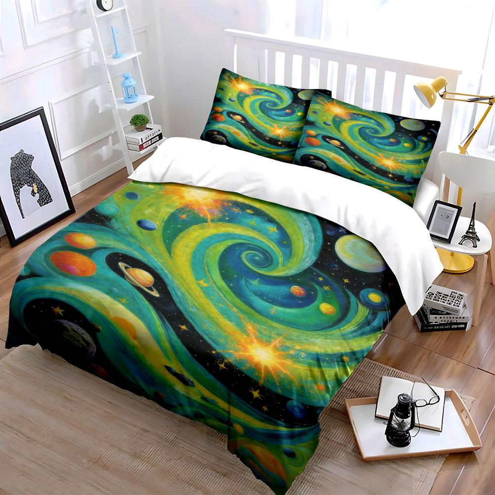 Swirling planets and stars. Bedding sets Duvet cover sets Duvet covers Pillowcases(1 * Duvet Cover 2 * Pillowcases without duvet insert)