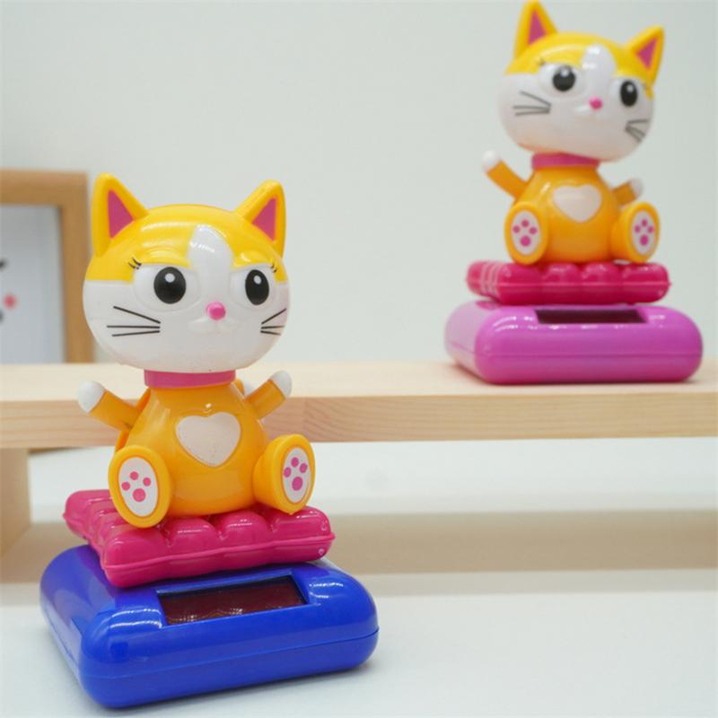 Lucky Cat Cat Fortune Decor Ornaments Bobblehead Cat Figurines Vivid And Lovely Solar Powered Lucky Cat Car Decoration