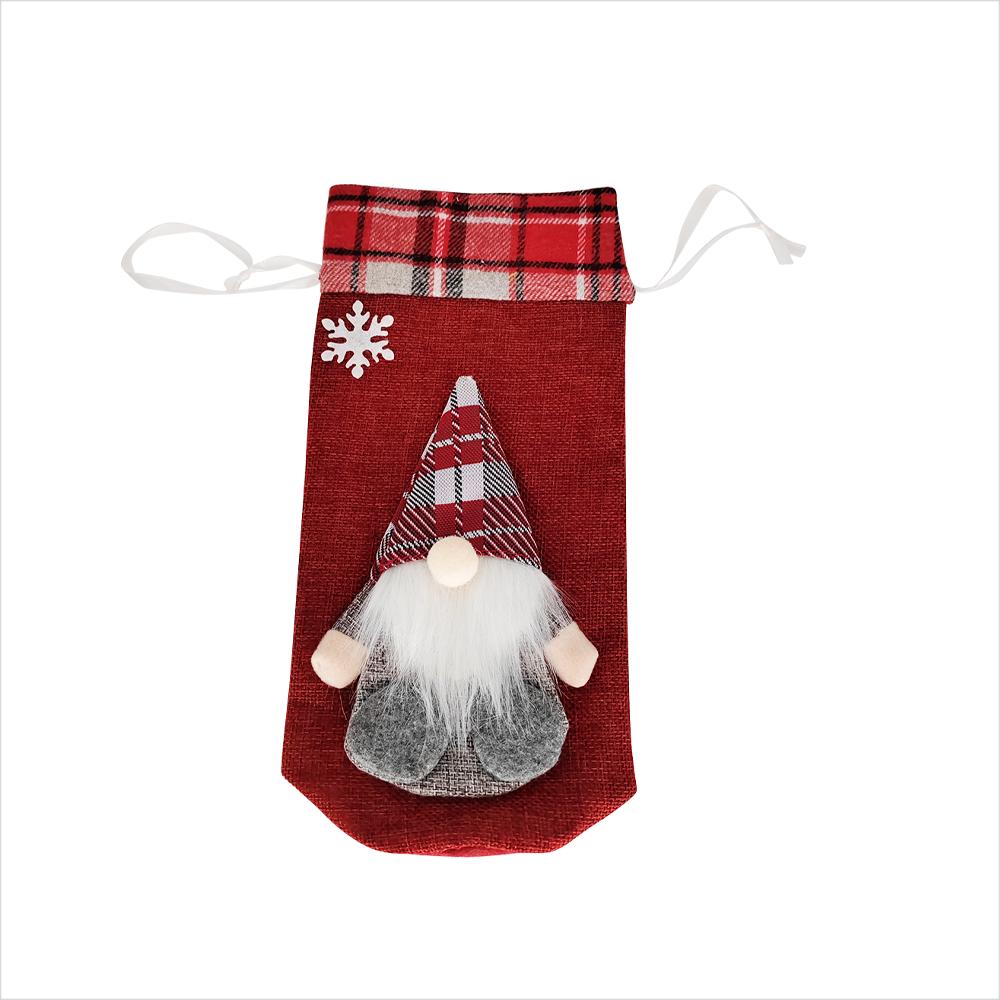 Christmas Red Wine Bottle Cover Bags, Christmas Table Dinner Decoration Bag Cover Xmas Red Wine Gift Bags for Home Decor