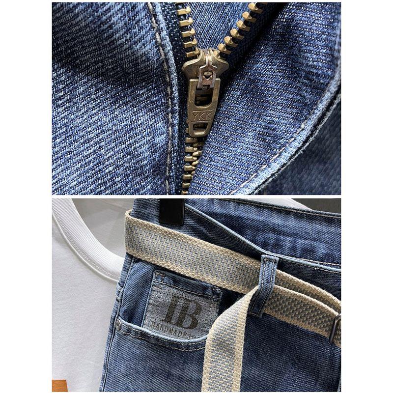 Export Tail Order First-Line Label Cutting Denim Men's Spring & Fall New Straight Silm Export Trendy Men's Pants Big Sale Leak Picking